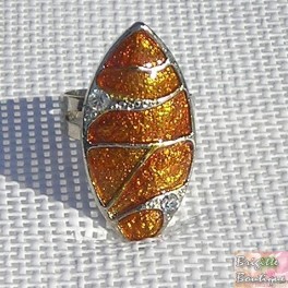 Bague en email orange réplable métal sans nickel Bague en email orange réplable métal sans nickel