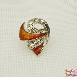 Bague en email orange et strass réglable métal sans nickel Bague en email orange et strass réglable métal sans nickel