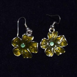 Boucle d'oreille métal fleur verte Boucle d'oreille métal fleur verte