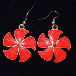 Boucle d'oreille métal fleur rouge Boucle d'oreille métal fleur rouge