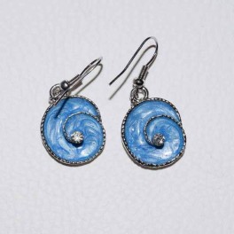 Boucle d'oreille métal bleu et strass Boucle d'oreille métal bleu et strass
