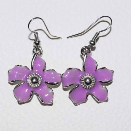 Boucle d'oreille fleur violette métal et strass Boucle d'oreille fleur violette métal et strass