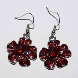 Boucle d'oreille métal fleur rouge Boucle d'oreille métal fleur rouge