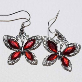 Boucle d'oreille métal rouge et strass Boucle d'oreille métal rouge et strass