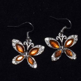 Boucle d'oreille métal orange et strass Boucle d'oreille métal orange et strass
