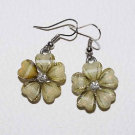 Boucle d'oreille métal fleur verte Boucle d'oreille métal fleur verte