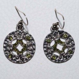 Boucle d'oreille métal et strass vert Boucle d'oreille métal et strass vert