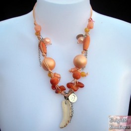 Collier  fantaisie marron orangé