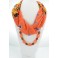 Collier foulard fantaisie orange à motif