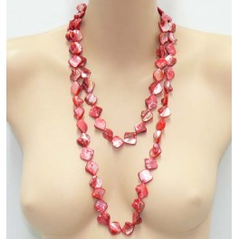 Collier Sautoir fantaisie rose